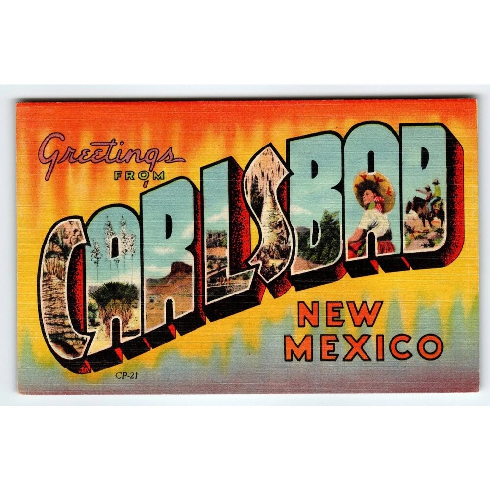 Vintage Carlsbad New Mexico Linen Postcard Colorpicture Series